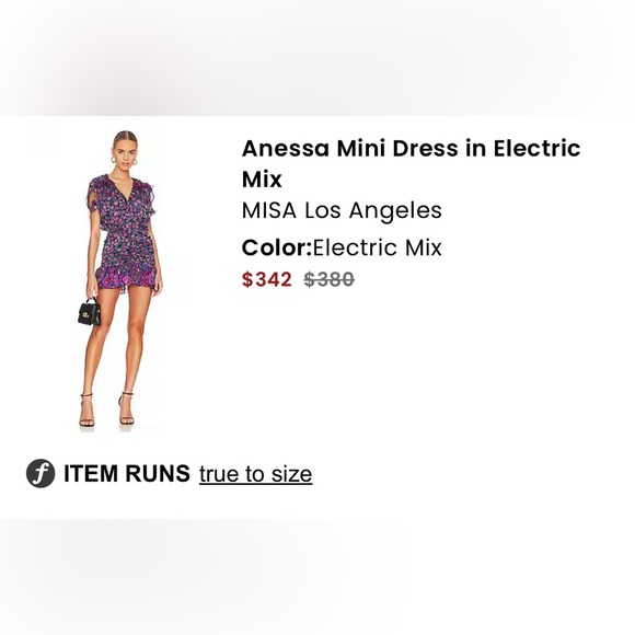 MISA LA -Anessa -Black and Purple Floral Mini Dress Sz Small - Picture 7 of 7